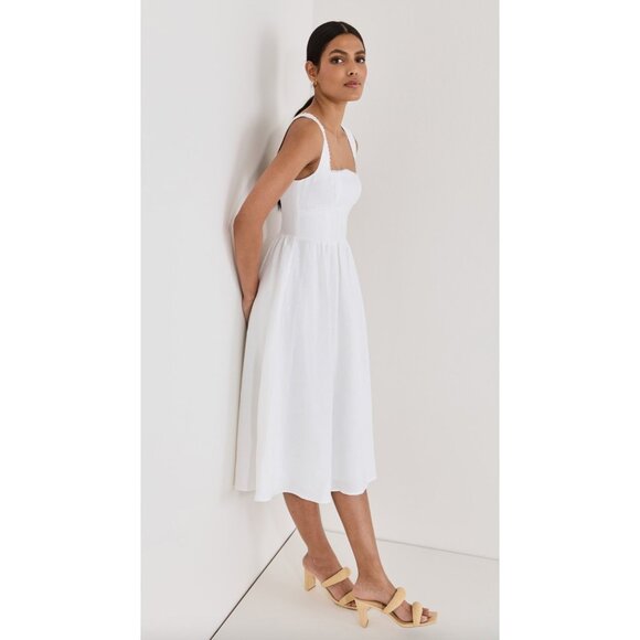 Reformation Tagliatelle Linen Dress In White Size 8 - Picture 4 of 10
